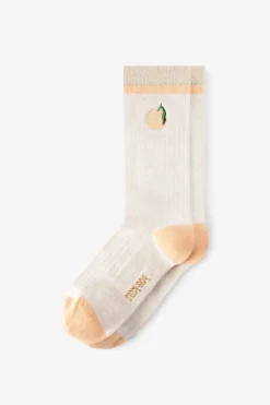 Lichtoranje sokken met sinaasappel embroidery
