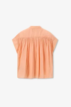 Lichtoranje top met pintuck details