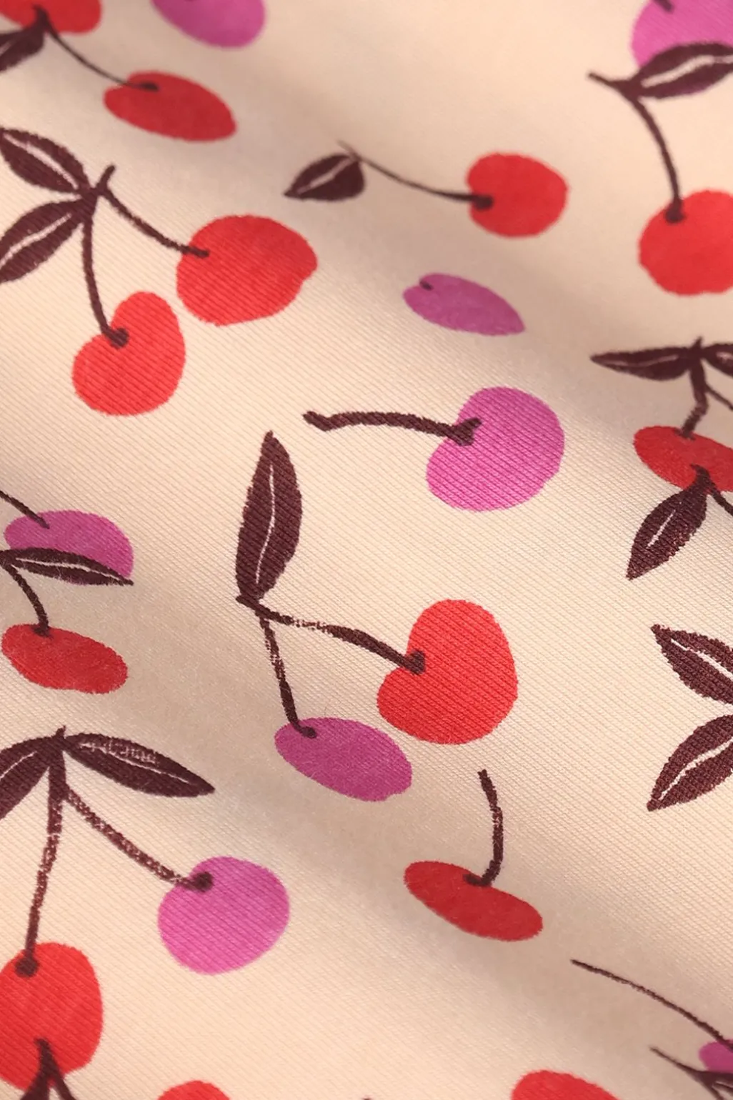 Lichtoranje T-shirt met kersen print