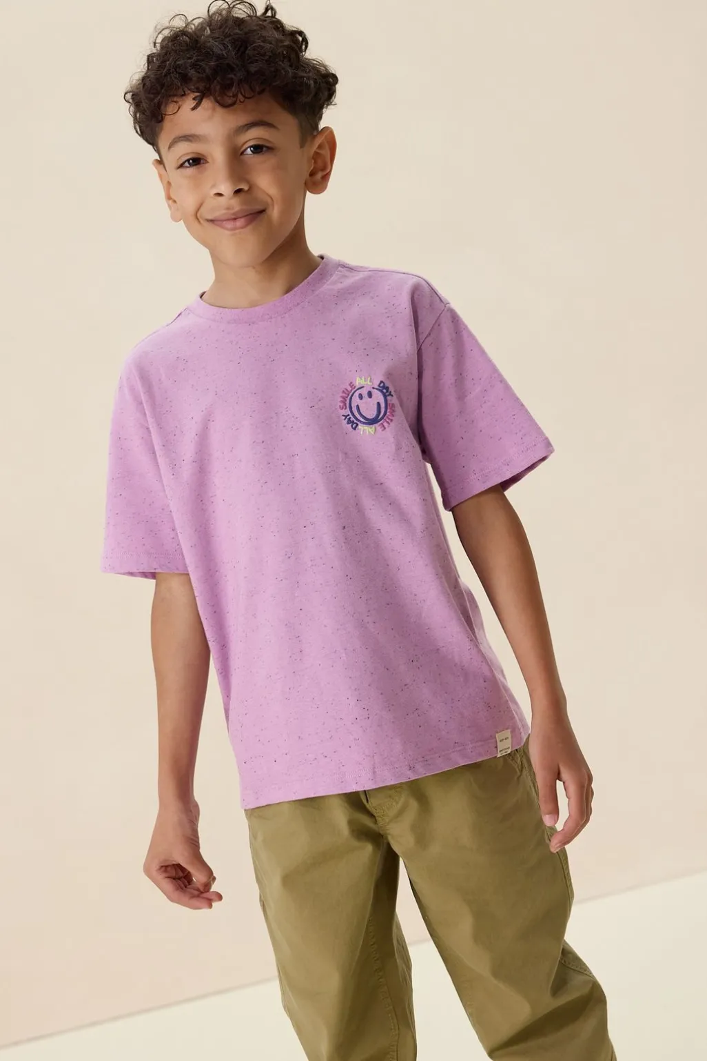Lichtpaars T-shirt met artwork