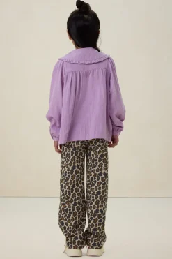 Lichtpaarse blouse met kraag