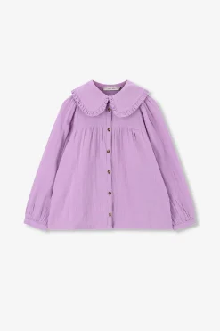 Lichtpaarse blouse met kraag