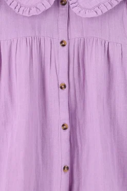 Lichtpaarse blouse met kraag