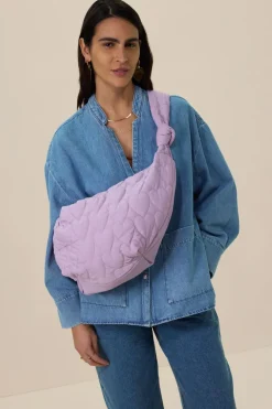 Lichtpaarse crossbody tas met hartjes