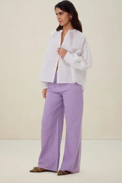 Lichtpaarse high waist wide leg jeans