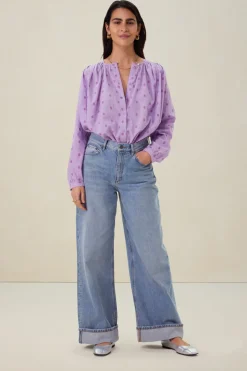 Lichtpaarse jacquard blouse