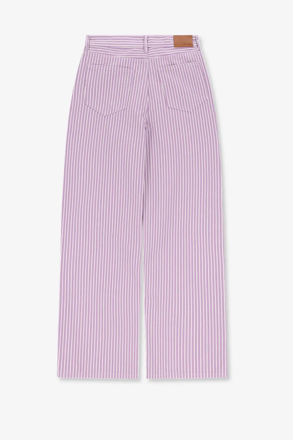 Lichtpaarse mid waist wide leg jeans met strepen