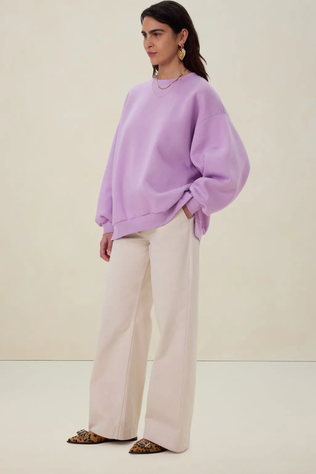 Lichtpaarse oversized sweater