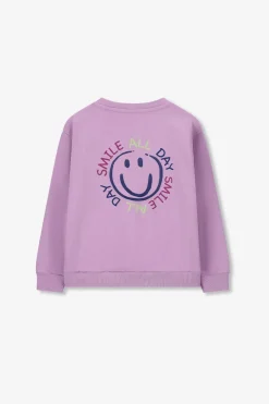 Lichtpaarse sweater met artwork
