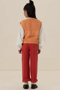 Lichtrode wide leg pull on broek