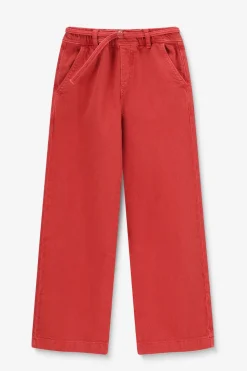 Lichtrode wide leg pull on broek