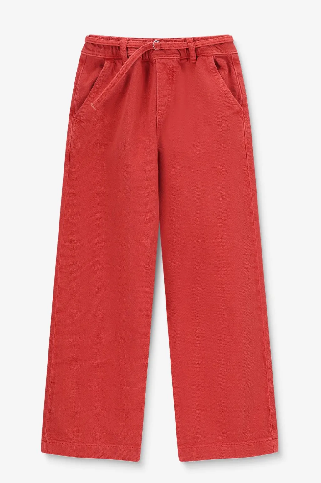 Lichtrode wide leg pull on broek