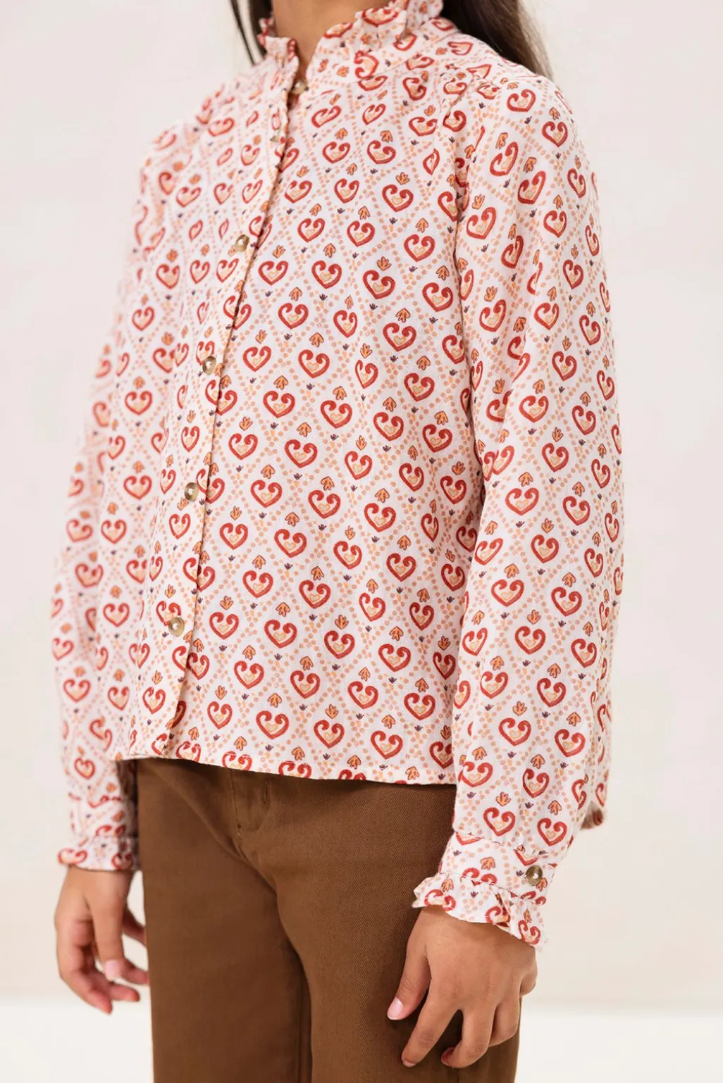 Lichtroze blouse met hartjes print