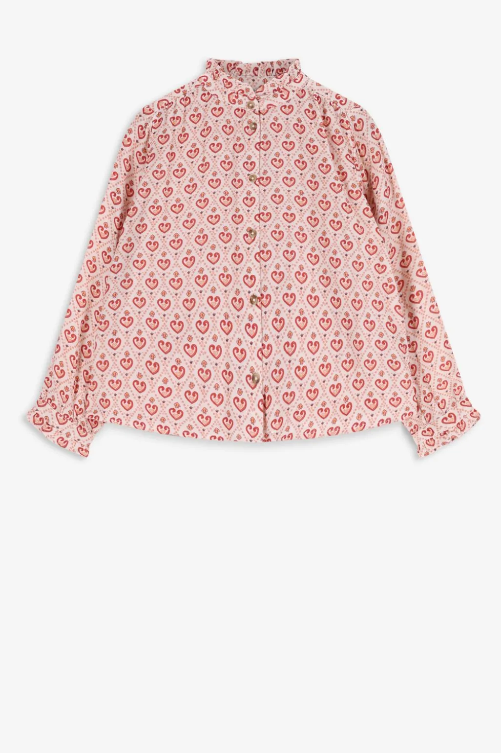 Lichtroze blouse met hartjes print