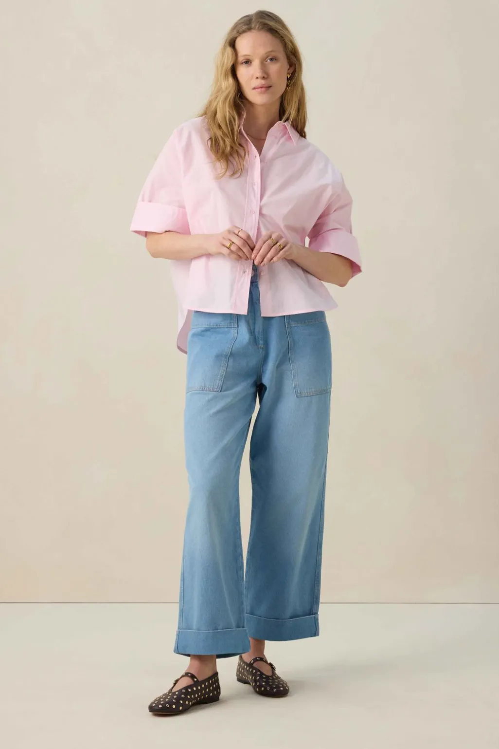 Lichtroze boxy blouse