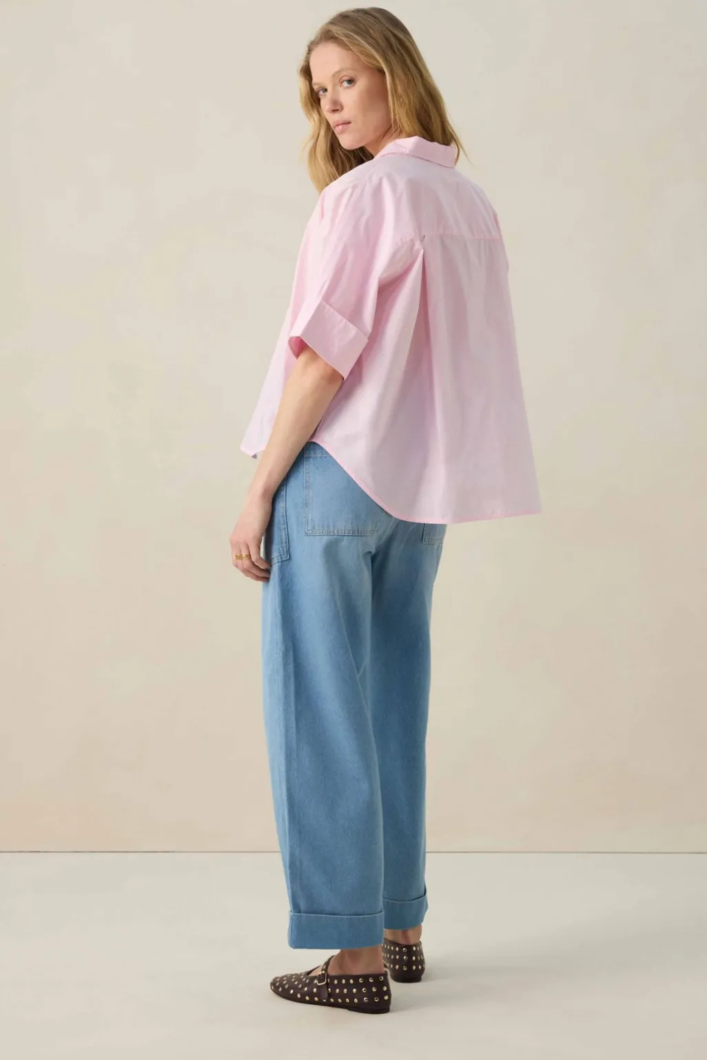 Lichtroze boxy blouse