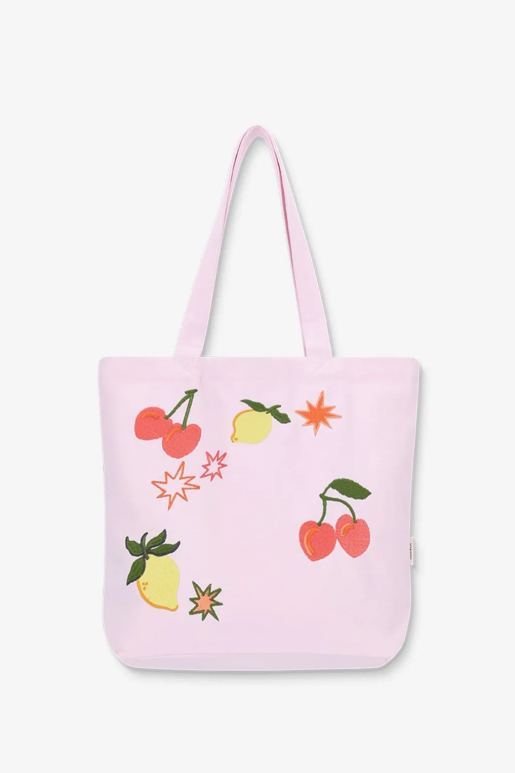 Lichtroze canvas shopper met embroidery