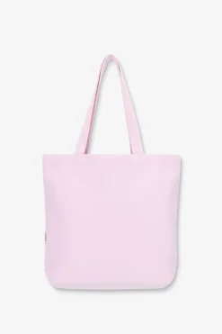 Lichtroze canvas shopper met embroidery