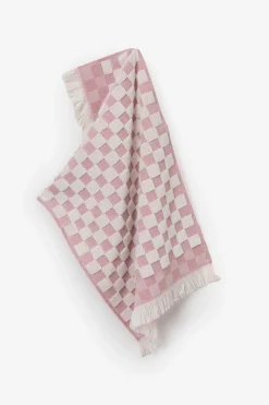 Lichtroze geblokte gastendoek