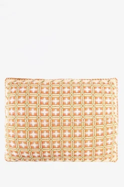 Lichtroze geruit jacquard kussen