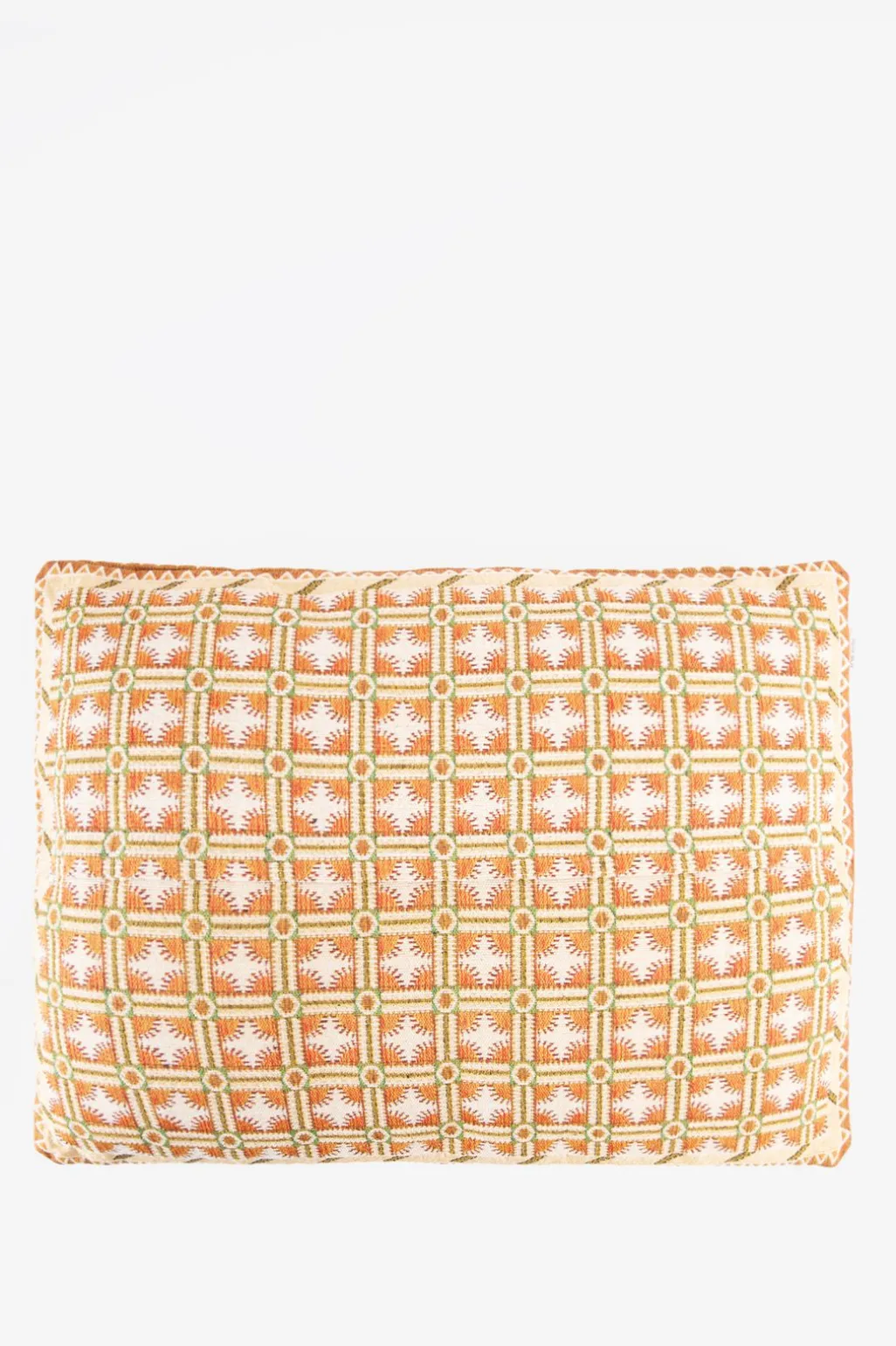 Lichtroze geruit jacquard kussen
