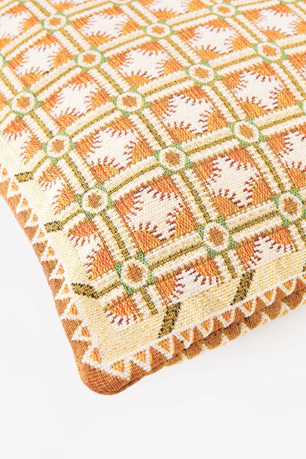 Lichtroze geruit jacquard kussen