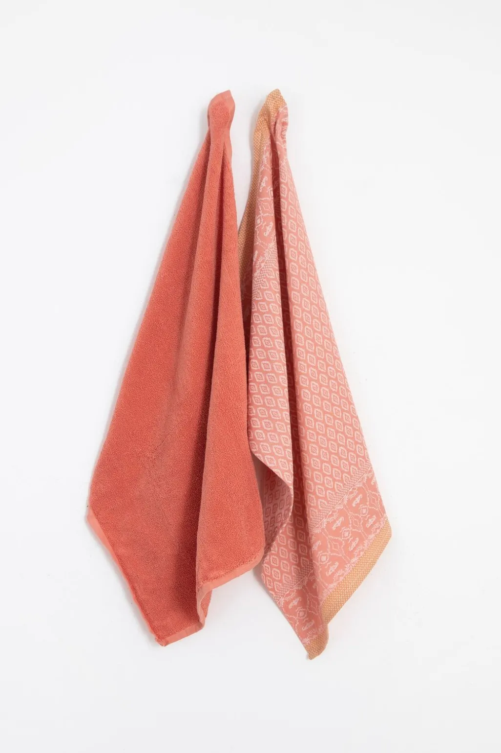 Lichtroze handdoek en theedoek Terry