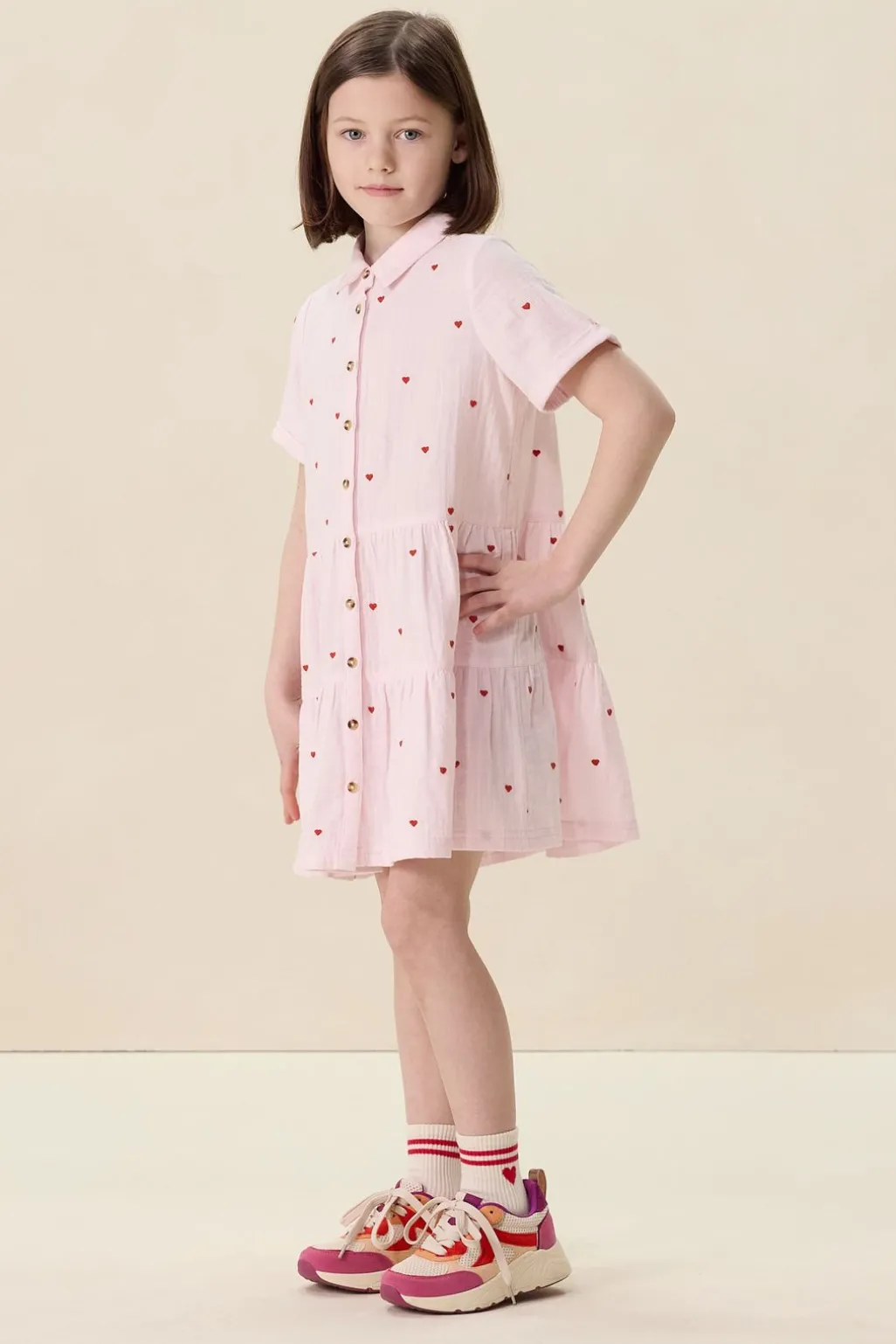 Lichtroze juk met hartjes embroidery