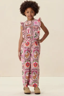 Lichtroze jumpsuit met print
