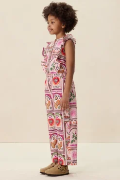 Lichtroze jumpsuit met print