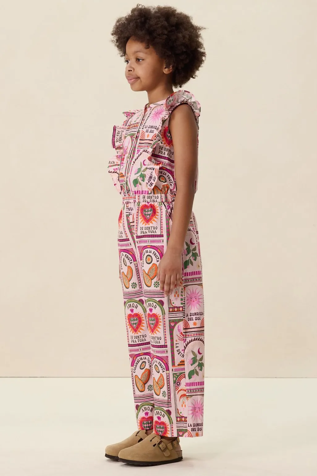 Lichtroze jumpsuit met print