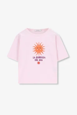 Lichtroze oversized T-shirt met artwork