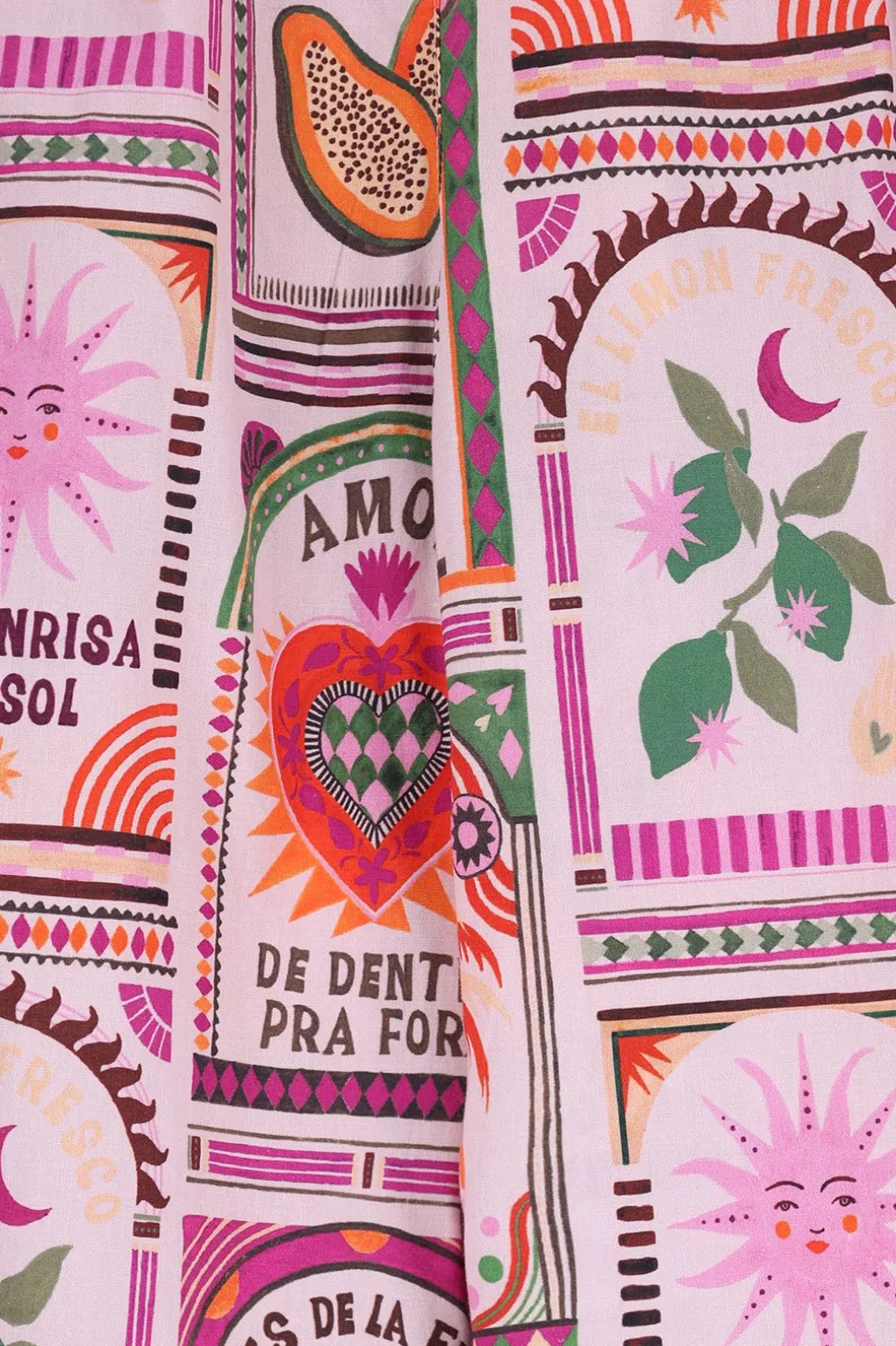 Lichtroze pull on broek met print