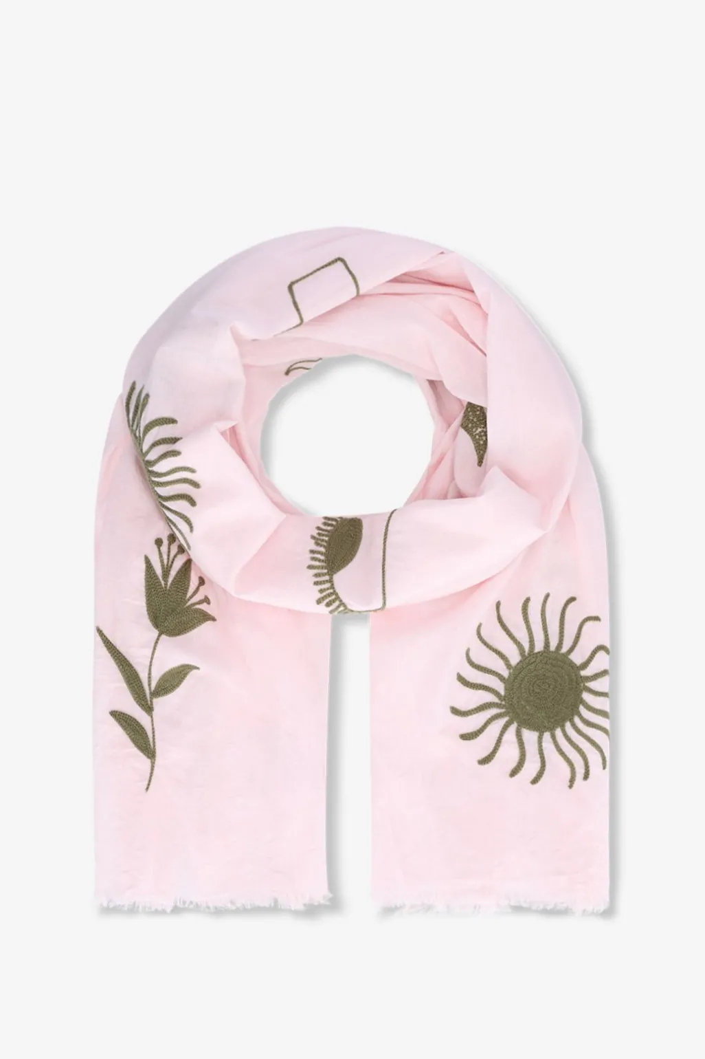 Lichtroze sjaal met embroidery