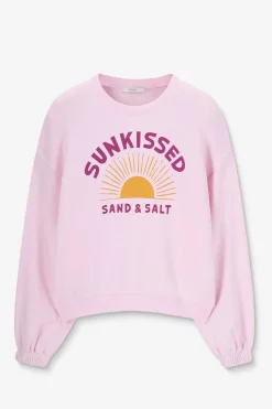 Lichtroze sweater met artwork