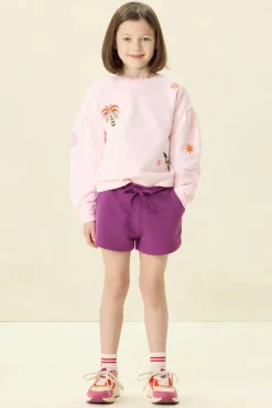 Lichtroze sweater met embroidery