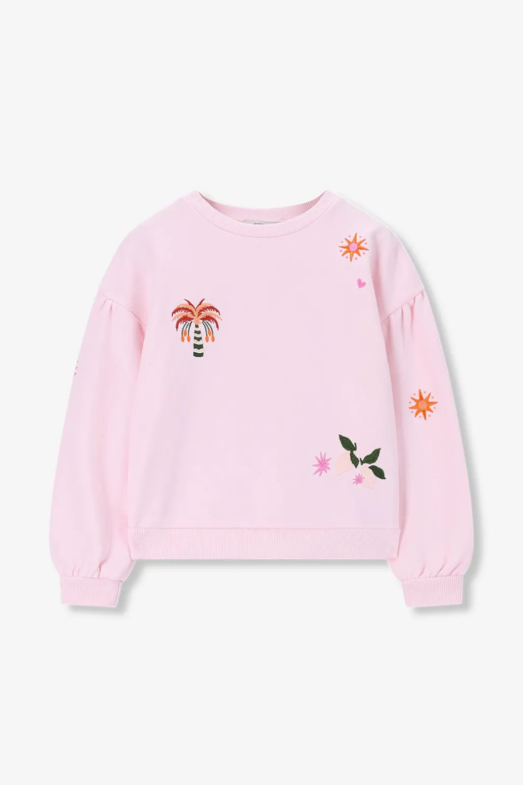 Lichtroze sweater met embroidery