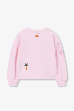 Lichtroze sweater met embroidery