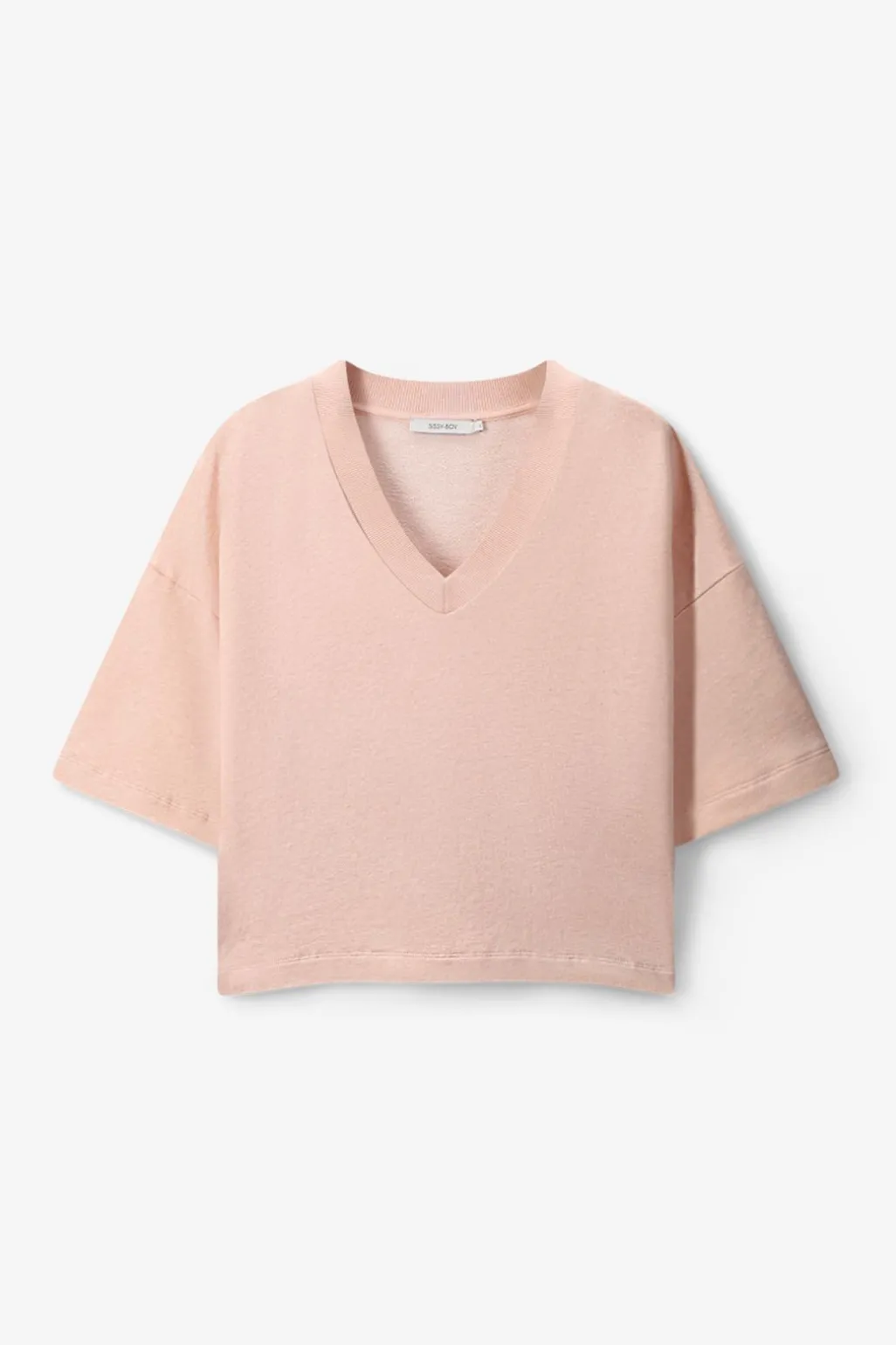Lichtroze sweater met V-hals