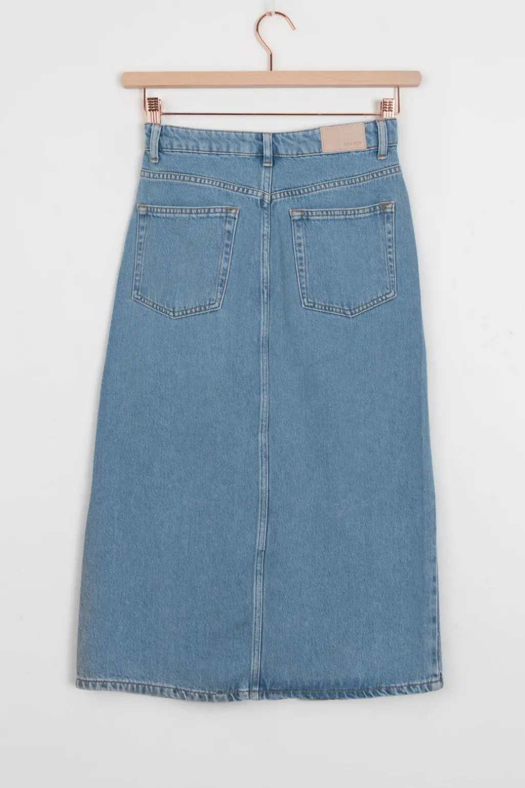Midi denim rok met split