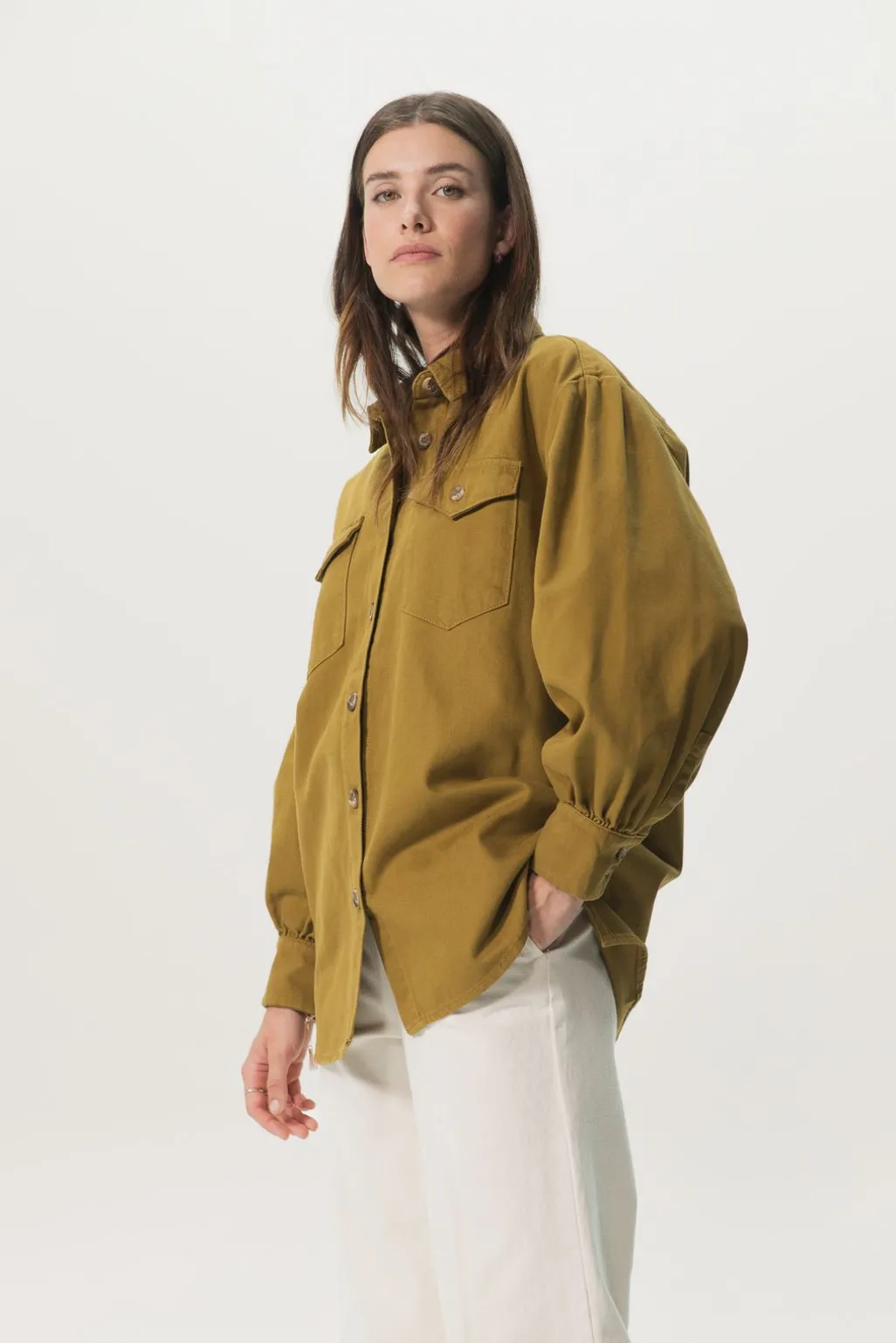 Mosterd groen overshirt jasje