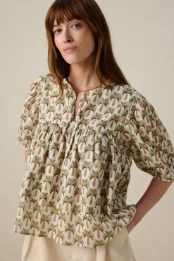 Multicolour blouse met palmboom