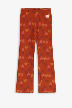 Multicolour flared legging met jacquard gebreide hartjes