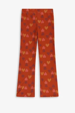 Multicolour flared legging met jacquard gebreide hartjes