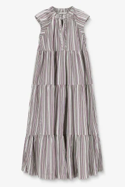 Multicolour gestreepte maxi jurk