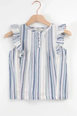 Multicolour gestreepte mouwloze blouse