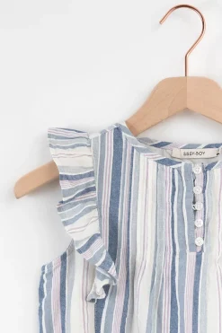 Multicolour gestreepte mouwloze blouse