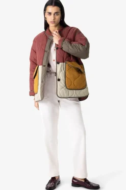 Multicolour gewatteerde colourblock jas