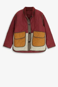 Multicolour gewatteerde colourblock jas