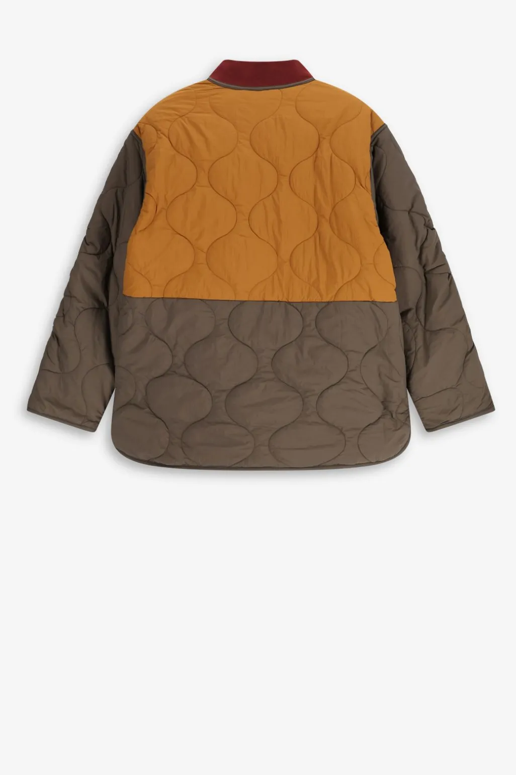 Multicolour gewatteerde colourblock jas
